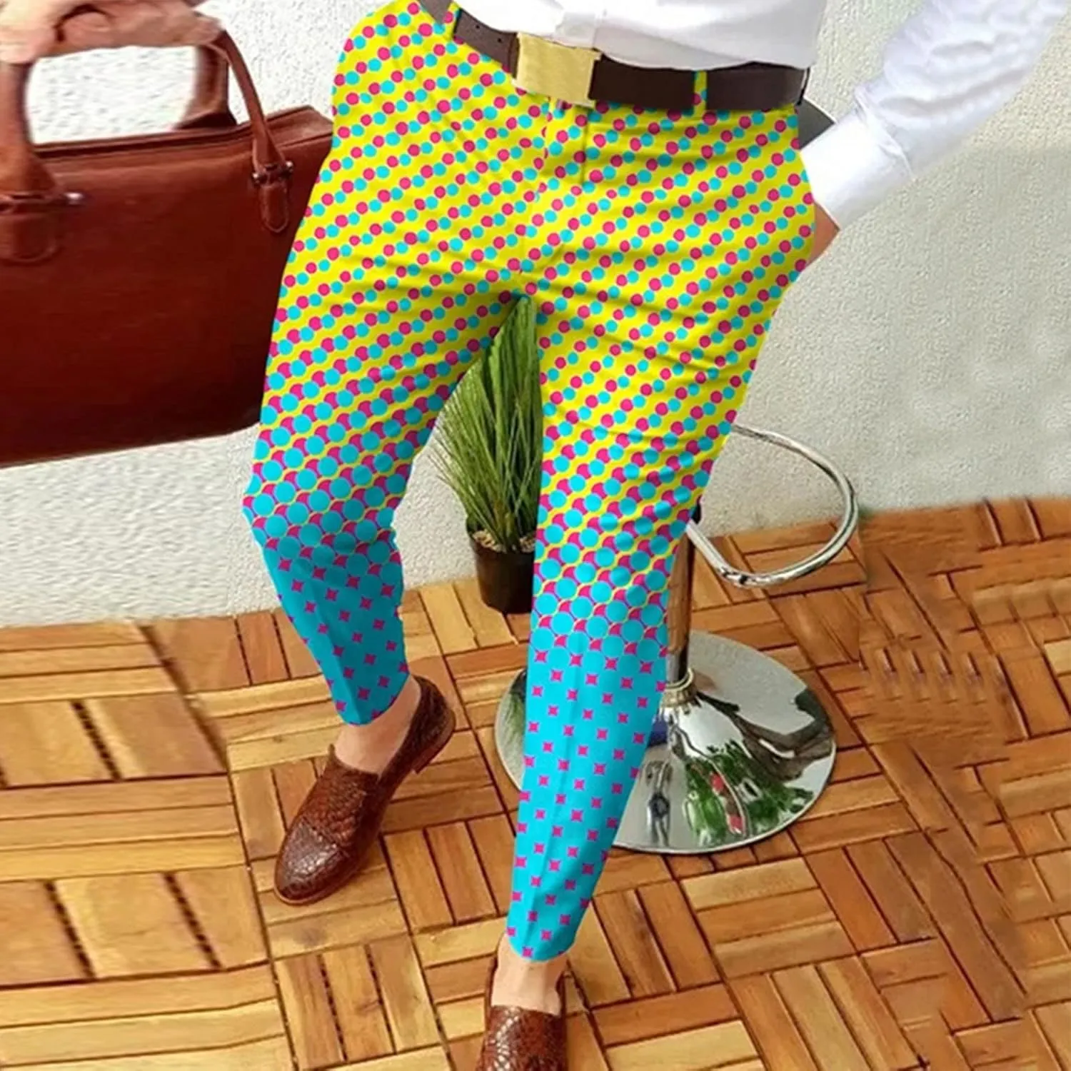 BIFUTON Mens Dress Pants Regular Fit Stretch Plaid Pants Skinny Tapered Pants Golf Pants Work Pants for Men Business Trousers