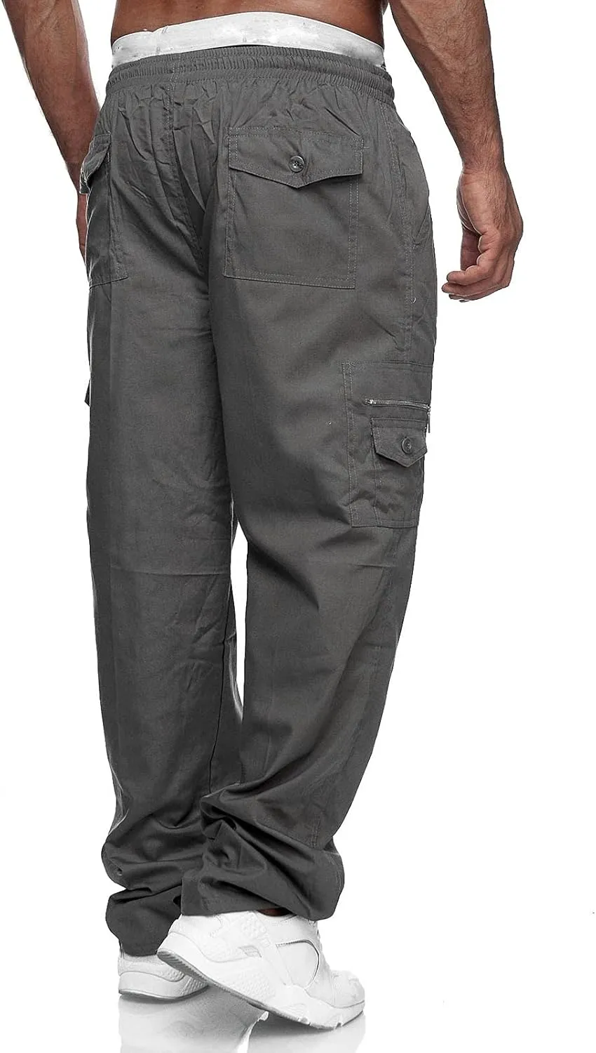 Big and Tall Cargo Pants for Men Sweatpants for Men Pant with Pockets Men's Heavyweight Fleece Cargo Sweatpants Men's