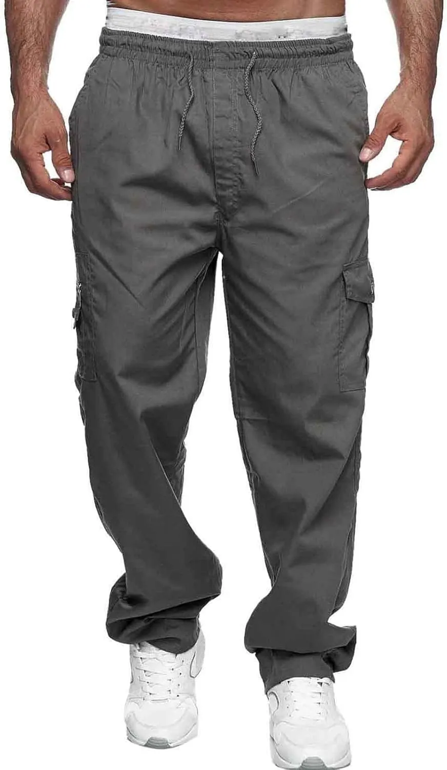 Big and Tall Cargo Pants for Men Sweatpants for Men Pant with Pockets Men's Heavyweight Fleece Cargo Sweatpants Men's