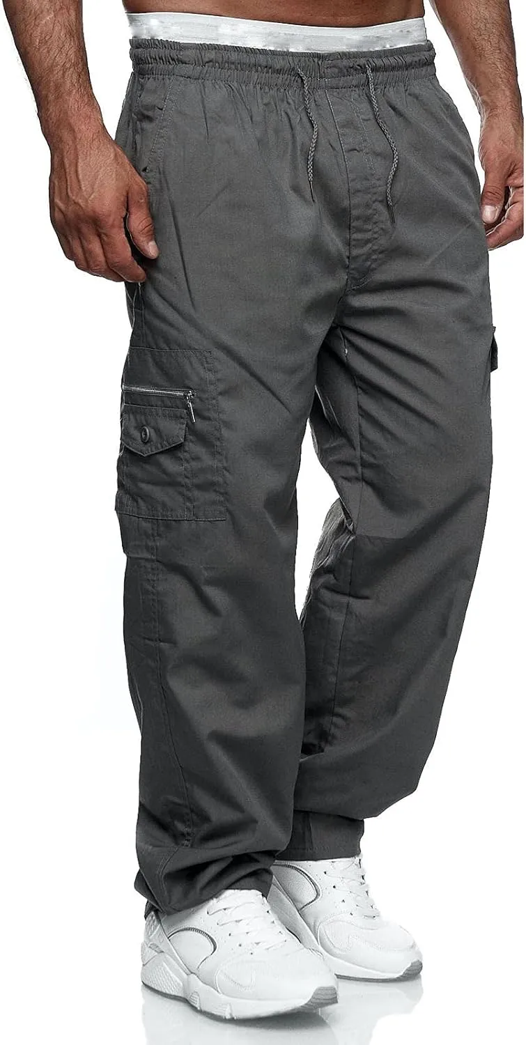 Big and Tall Cargo Pants for Men Sweatpants for Men Pant with Pockets Men's Heavyweight Fleece Cargo Sweatpants Men's