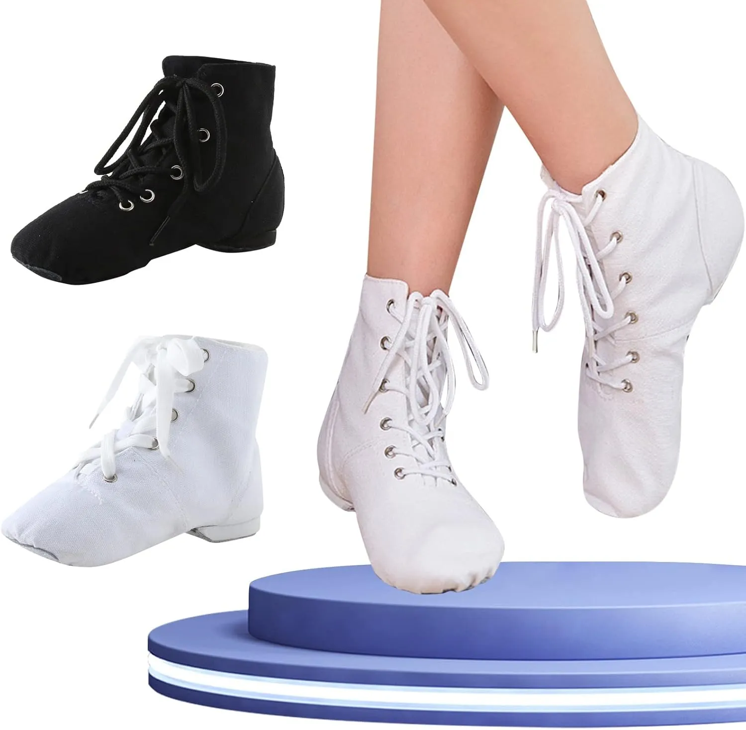 Big Girls Ballet Shoes High Top Lace up Performance Indoor Yoga Dance Shoes Girls Stretch Split Sole Canvas Shoes