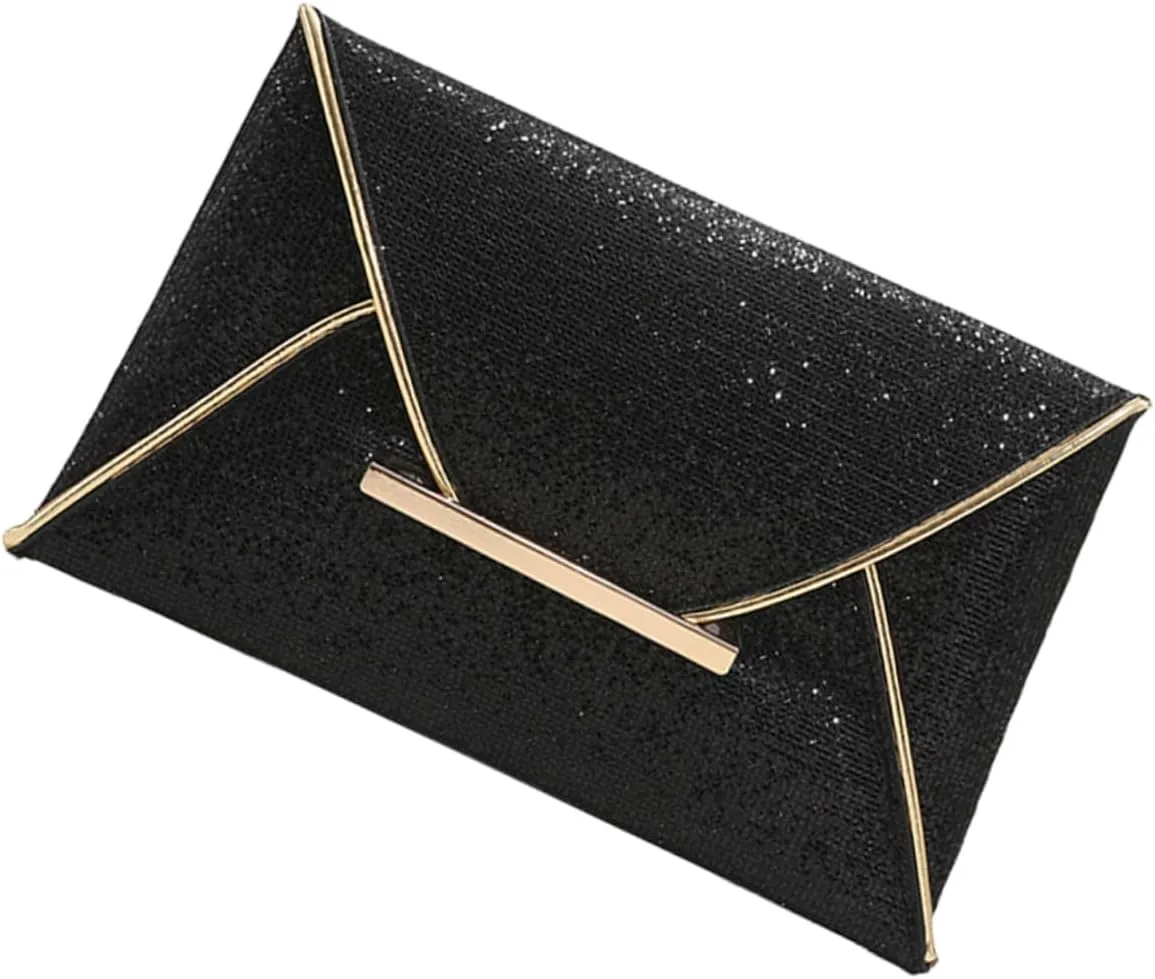 Black Evening Bag Women's Clutch Purse Small Handbag for Ladies Shoulder Bag Formal Evening Clutch Minimalist Style Black Purses for Women