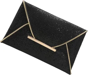 Black Evening Bag Women's Clutch Purse Small Handbag for Ladies Shoulder Bag Formal Evening Clutch Minimalist Style Black Purses for Women