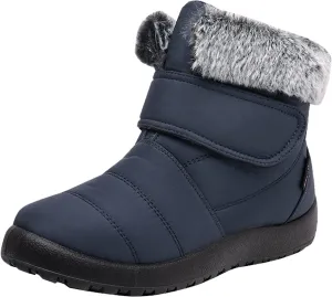 Black Snow Boots for Women Mid Calf Snow Boot Women Winter Dress Shoes for Women Waterproof Snow Boots for Winter Fashion for Women Botas De Invierno Para Mujer Pie Ancho