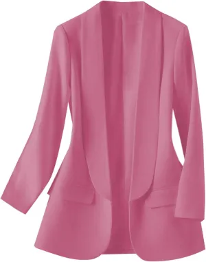 Blazer Women Open Front Cardigan Jacket Work Office Blazer Casual Long Sleeve Lapel Lightweight Trendy Fall Outerwear