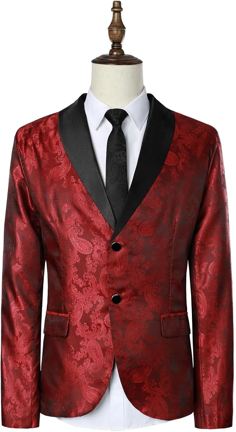 Blazers for Men Suit Casual Single-breasted Buckle Men's Fashion Lapels Jacket Printed Men's Coats Tuxedo Jacket