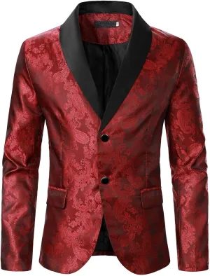 Blazers for Men Suit Casual Single-breasted Buckle Men's Fashion Lapels Jacket Printed Men's Coats Tuxedo Jacket