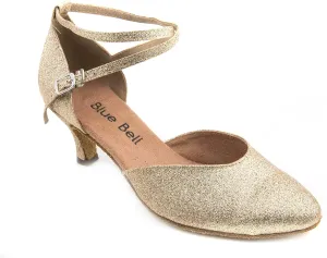 BlueBell Shoes Handmade Women's Ballroom Salsa Wedding Competition Dance Shoes Elpis 2.5" Heel - Gold Glitter