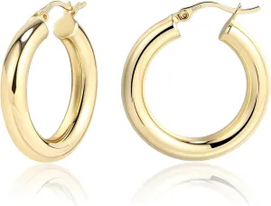 BOUTIQUELOVIN 14K Gold Plated Hoop Earrings for Women Hypoallergenic Thick Chunky Hoop Earrings Lightweight Tube Design