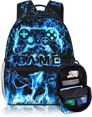 Boys Backpack For Kids School Backpack For Boys Children Game Bookbag Teens Elementary Middle School Backpacks for Boy 6-18 Waterproof Lightweight 17 Inches Travel Back Pack