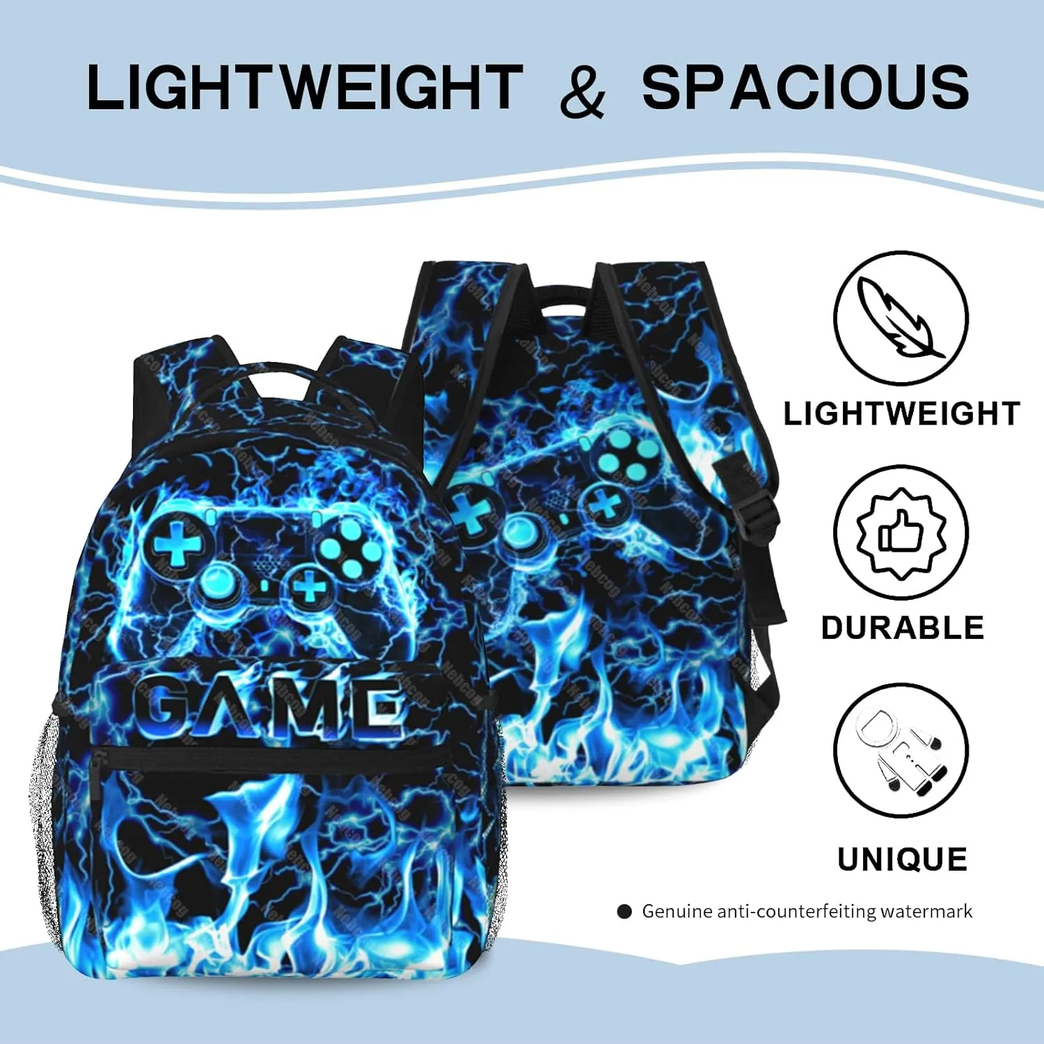Boys Backpack For Kids School Backpack For Boys Children Game Bookbag Teens Elementary Middle School Backpacks for Boy 6-18 Waterproof Lightweight 17 Inches Travel Back Pack
