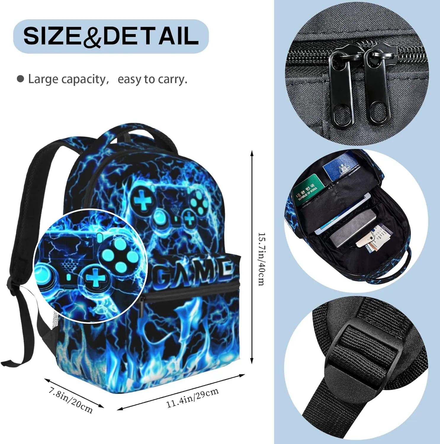 Boys Backpack For Kids School Backpack For Boys Children Game Bookbag Teens Elementary Middle School Backpacks for Boy 6-18 Waterproof Lightweight 17 Inches Travel Back Pack