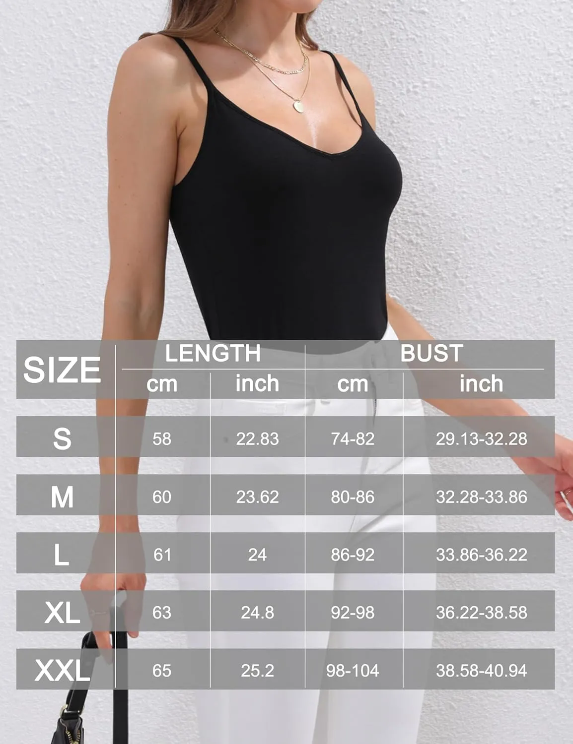 BQTQ 5 Pcs V Neck Camisole Tops for Women Spaghetti Strap Tank Top Womens Camisole Undershirt Slim Fitted Camisoles