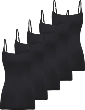 BQTQ 5 Pcs Womens Camisole Square Neck Camisoles Spaghetti Strap Camisole Slim Fitted Basic Camisole Top