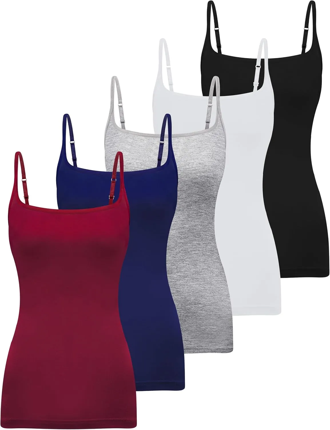 BQTQ 5 Pcs Womens Camisole Square Neck Camisoles Spaghetti Strap Camisole Slim Fitted Basic Camisole Top