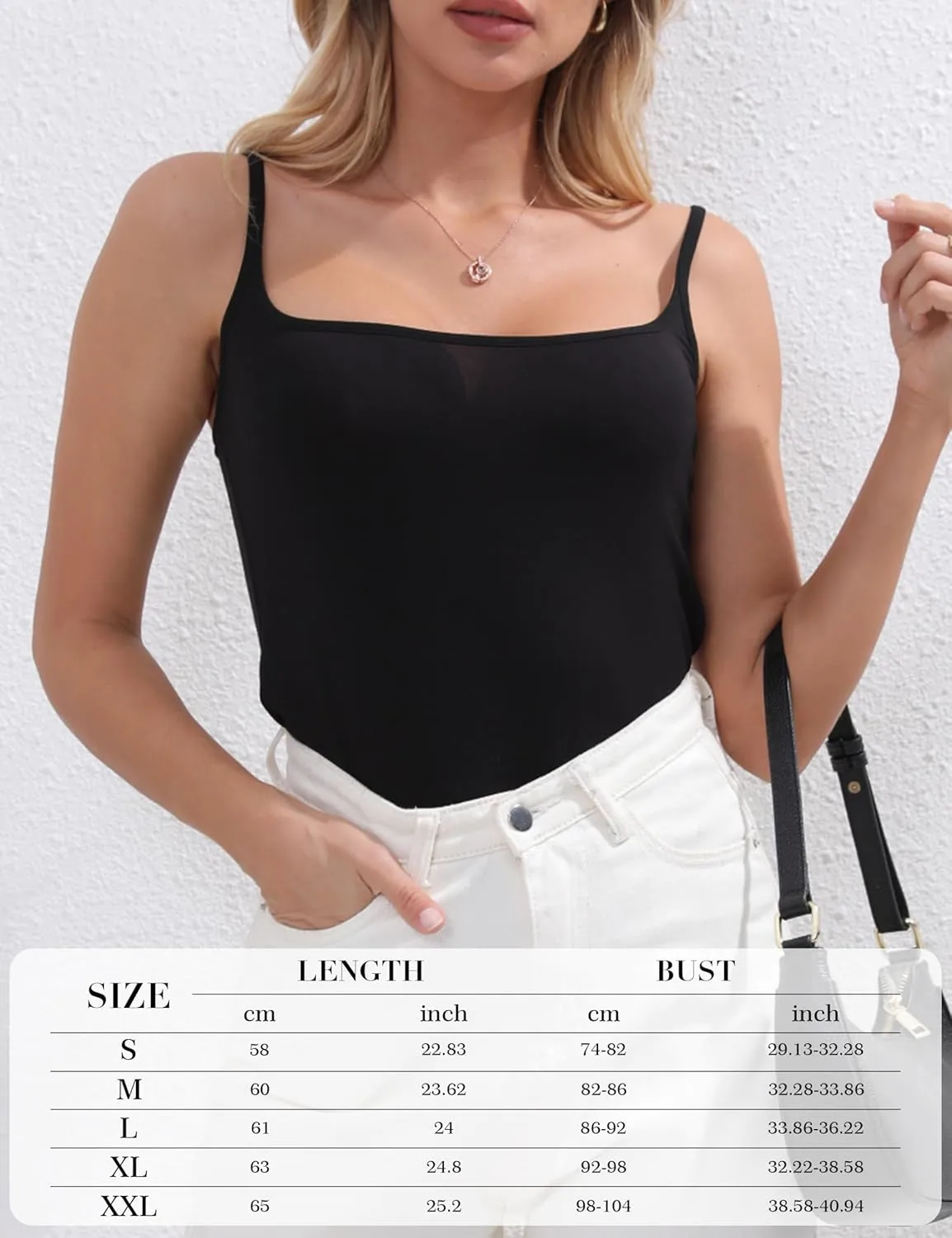 BQTQ 5 Pcs Womens Camisole Square Neck Camisoles Spaghetti Strap Camisole Slim Fitted Basic Camisole Top