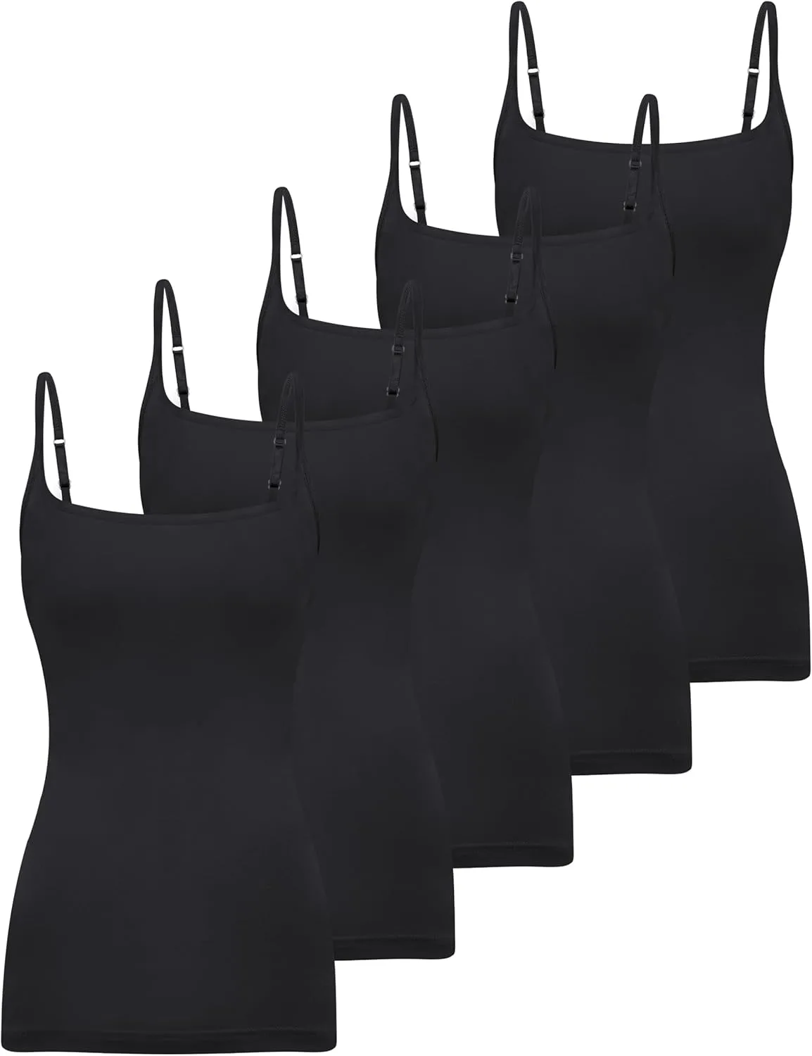 BQTQ 5 Pcs Womens Camisole Square Neck Camisoles Spaghetti Strap Camisole Slim Fitted Basic Camisole Top