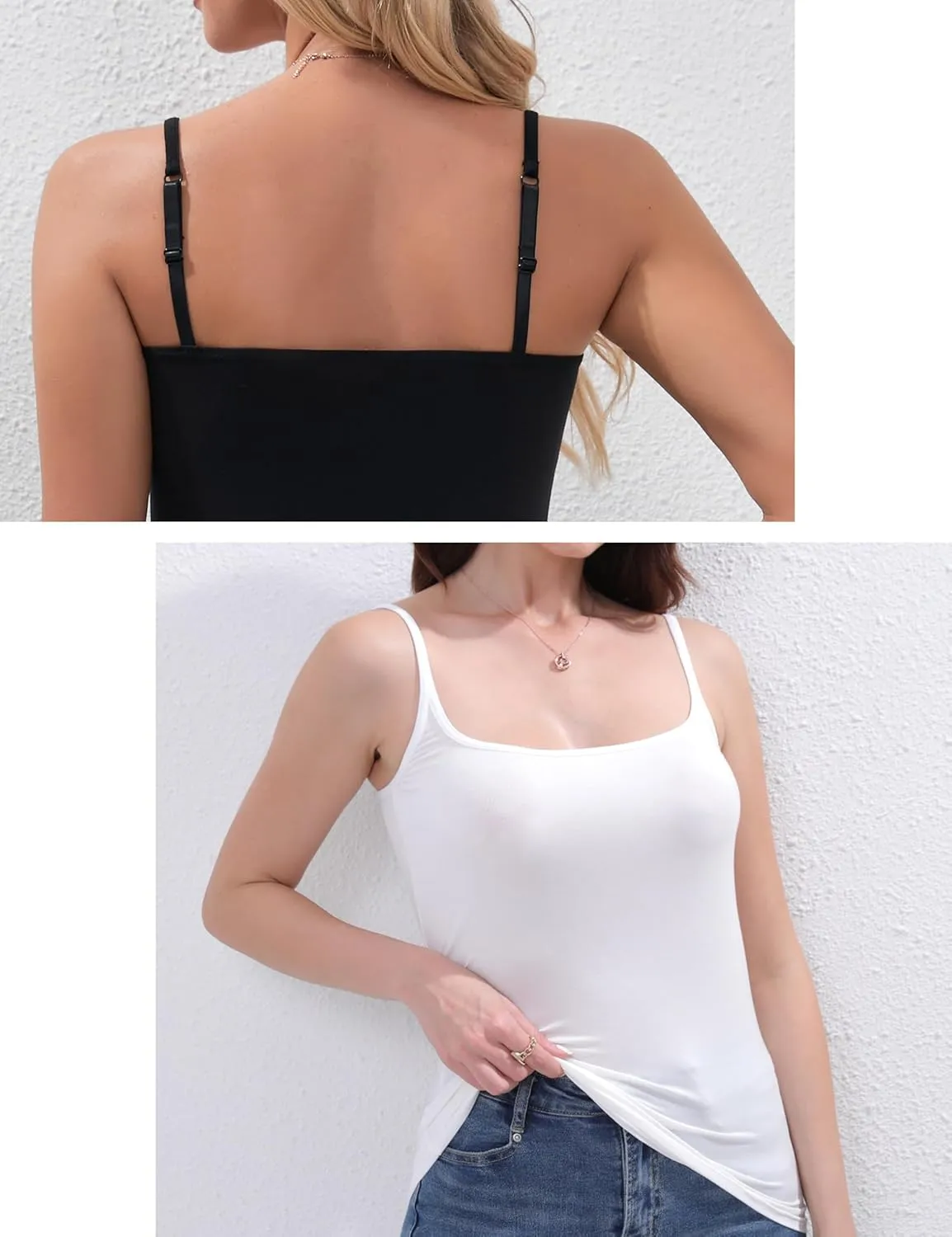 BQTQ 5 Pcs Womens Camisole Square Neck Camisoles Spaghetti Strap Camisole Slim Fitted Basic Camisole Top