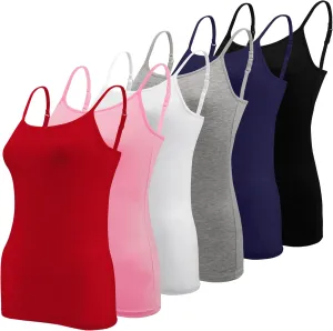 BQTQ 6 Pcs Women's Camisole Tops Undershirts Adjustable Spaghetti Strap Tank Top