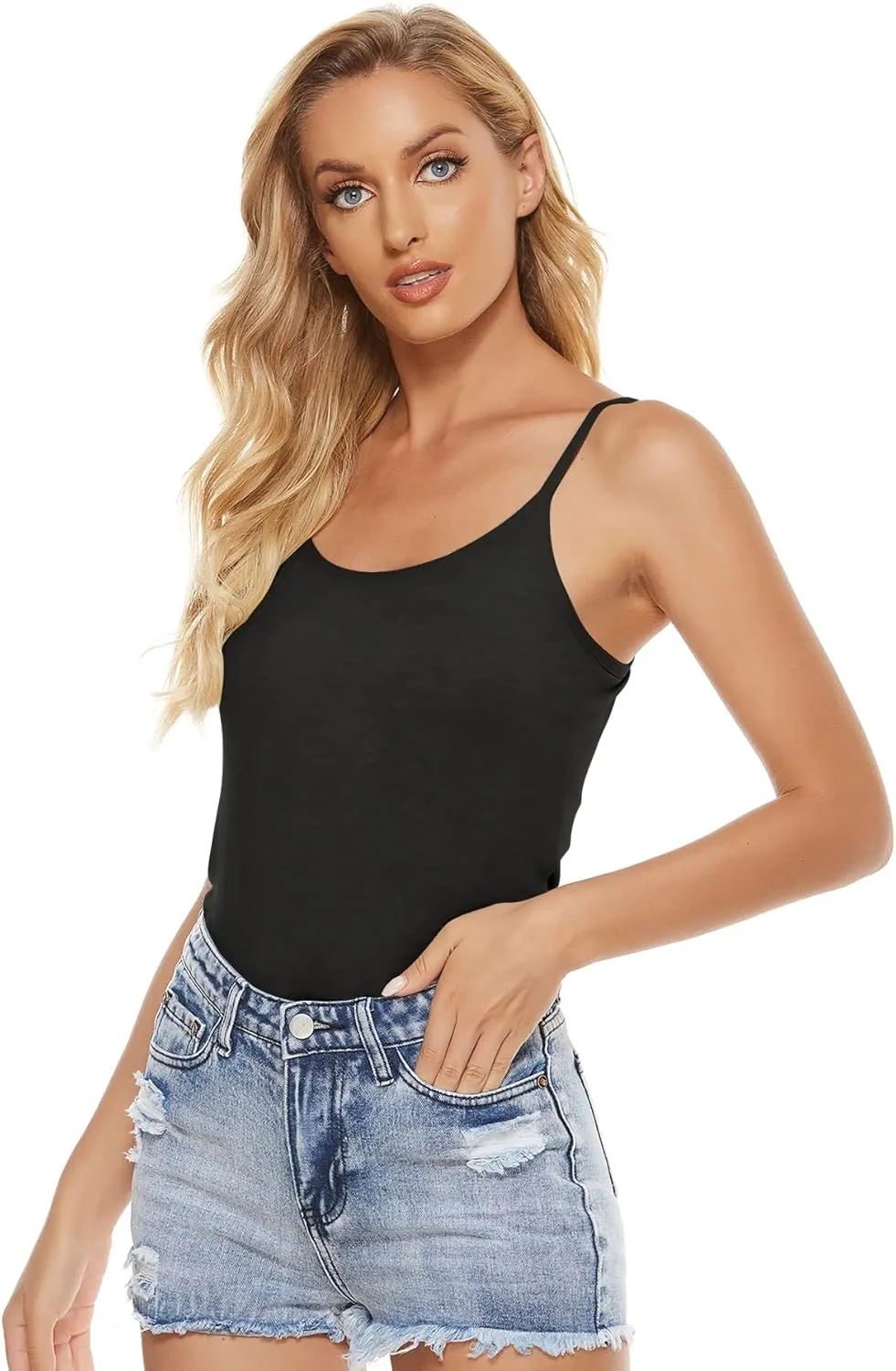 BQTQ 6 Pcs Women's Camisole Tops Undershirts Adjustable Spaghetti Strap Tank Top