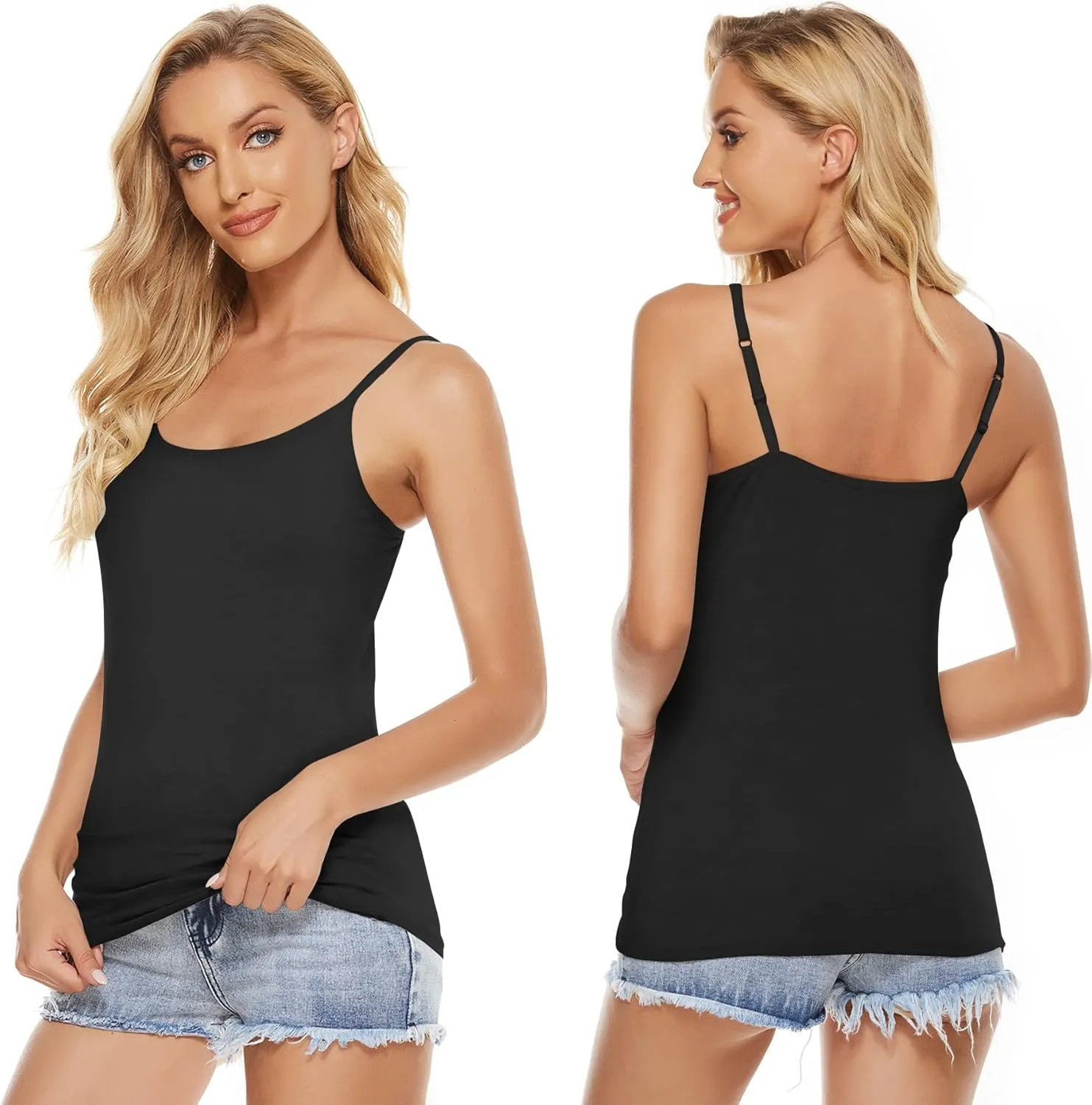 BQTQ 6 Pcs Women's Camisole Tops Undershirts Adjustable Spaghetti Strap Tank Top