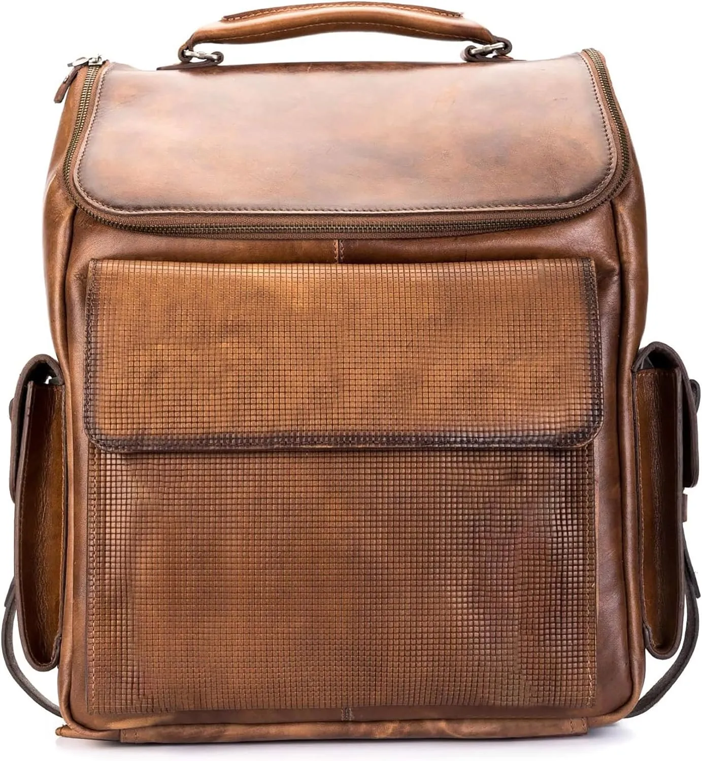 Brown Cowhide Leather Laptop Backpack - Genuine Leather Multipockets Carry On Multipurpose Shoulder Travel Bag Backpack