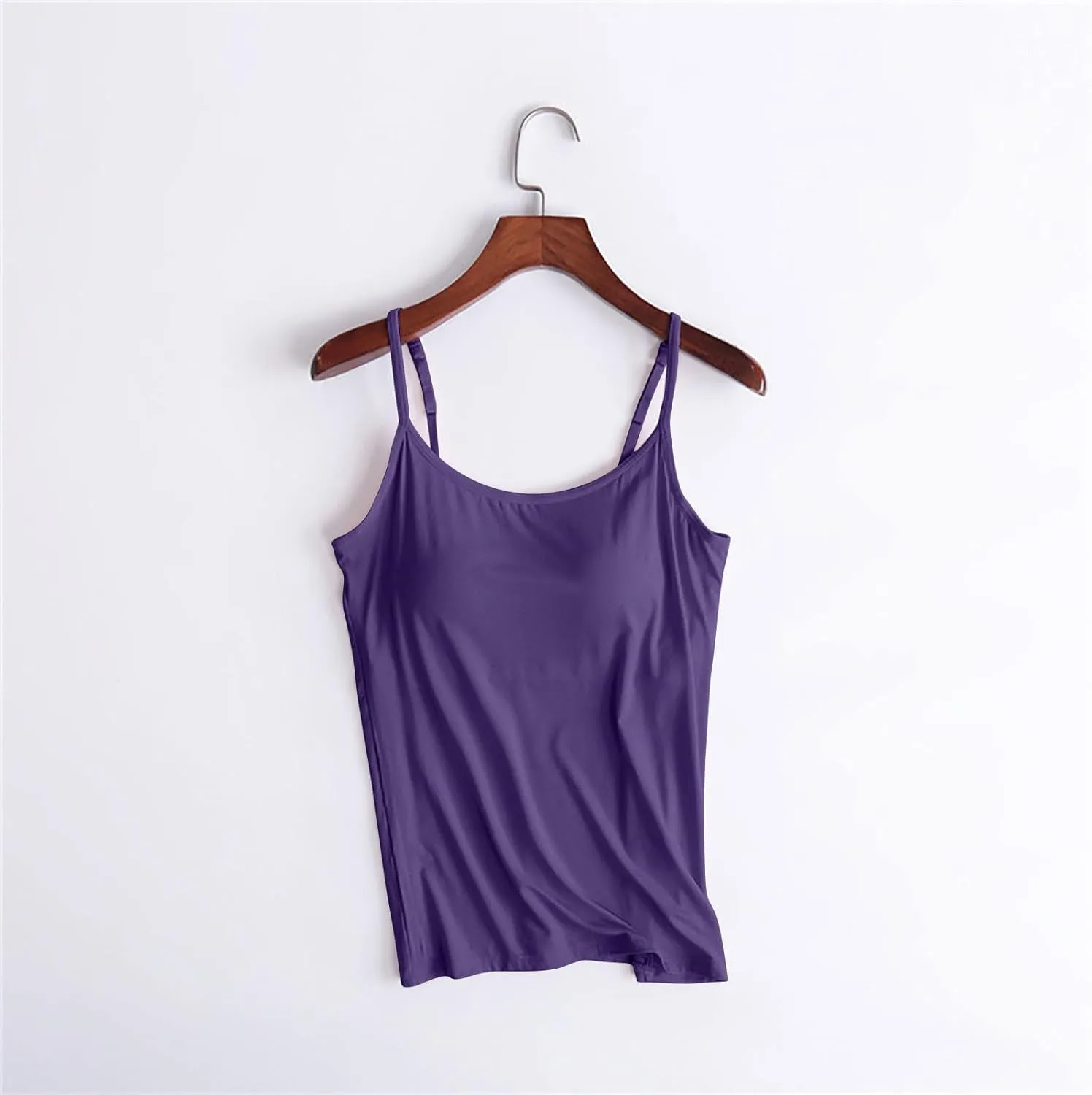 Built in Bra Tank Tops for Women 2024 Summer Casual, Padded Adjustable Spaghetti Strap Womens Camisole Tops