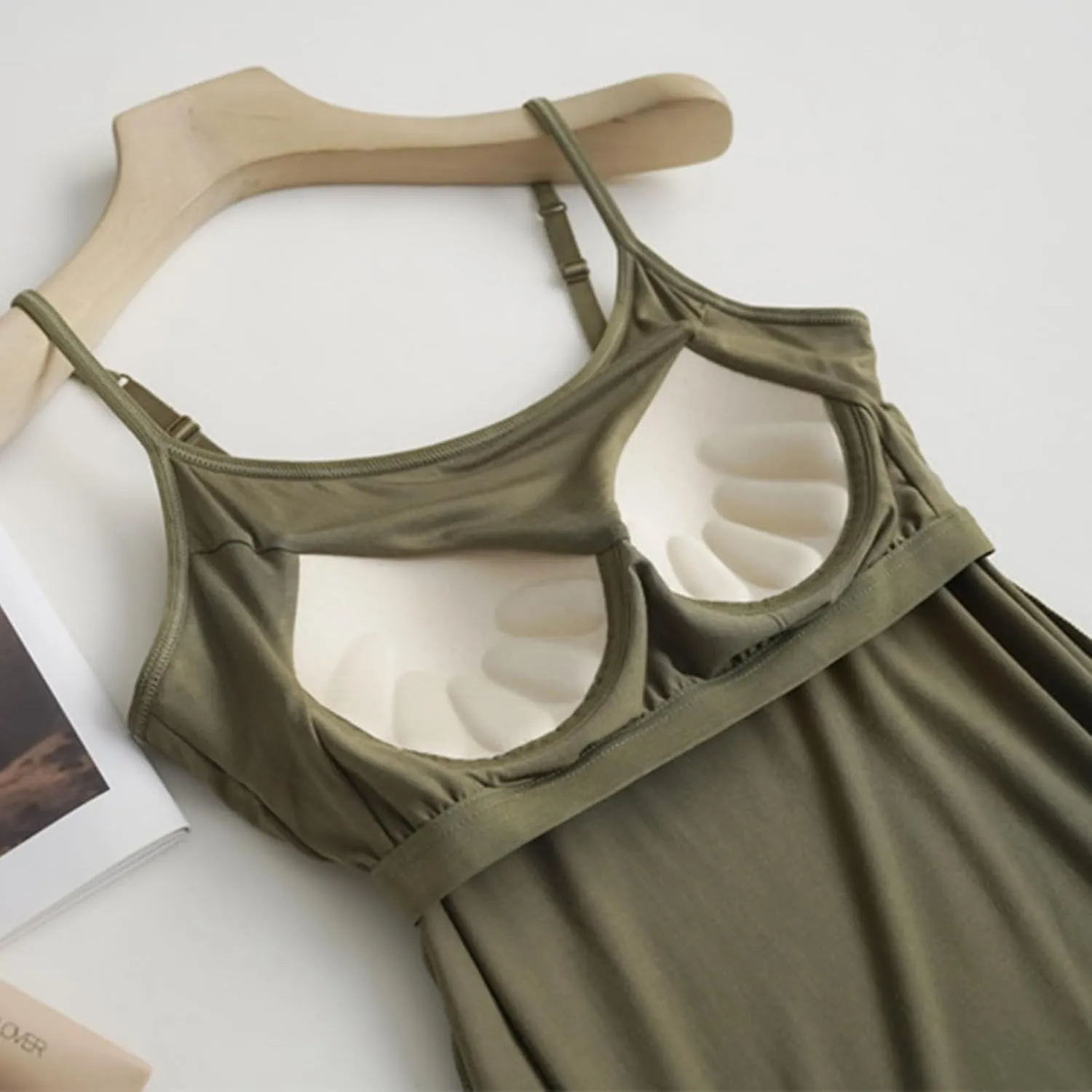 Built in Bra Tank Tops for Women 2024 Trendy Adjustable Spaghetti Padded Bra Camisole Basic Undershirts Yoga Tops