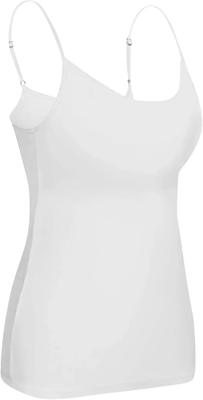 Built in Bra Tank Tops for Women 2024 Trendy Adjustable Spaghetti Padded Bra Camisole Basic Undershirts Yoga Tops