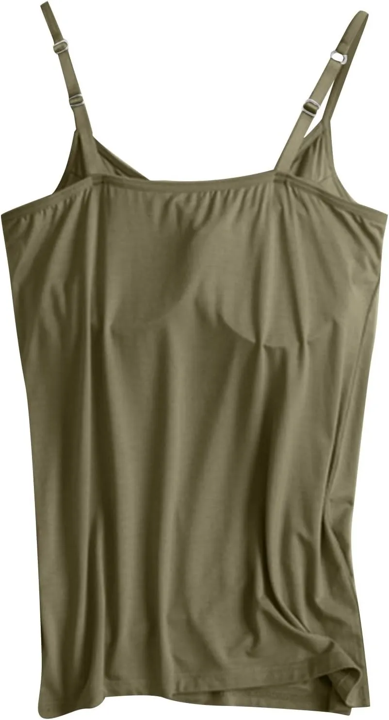 Built in Bra Tank Tops for Women 2024 Trendy Adjustable Spaghetti Padded Bra Camisole Basic Undershirts Yoga Tops