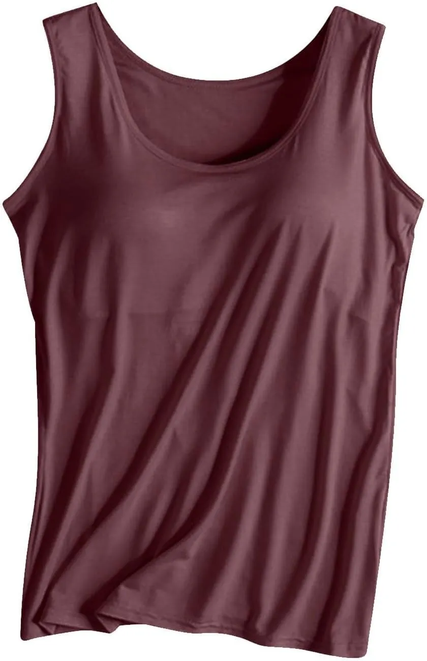 Built in Bra Tank Tops for Women Cotton Padded Womens Spaghetti Strap Camisole Plus Size Sports Bras