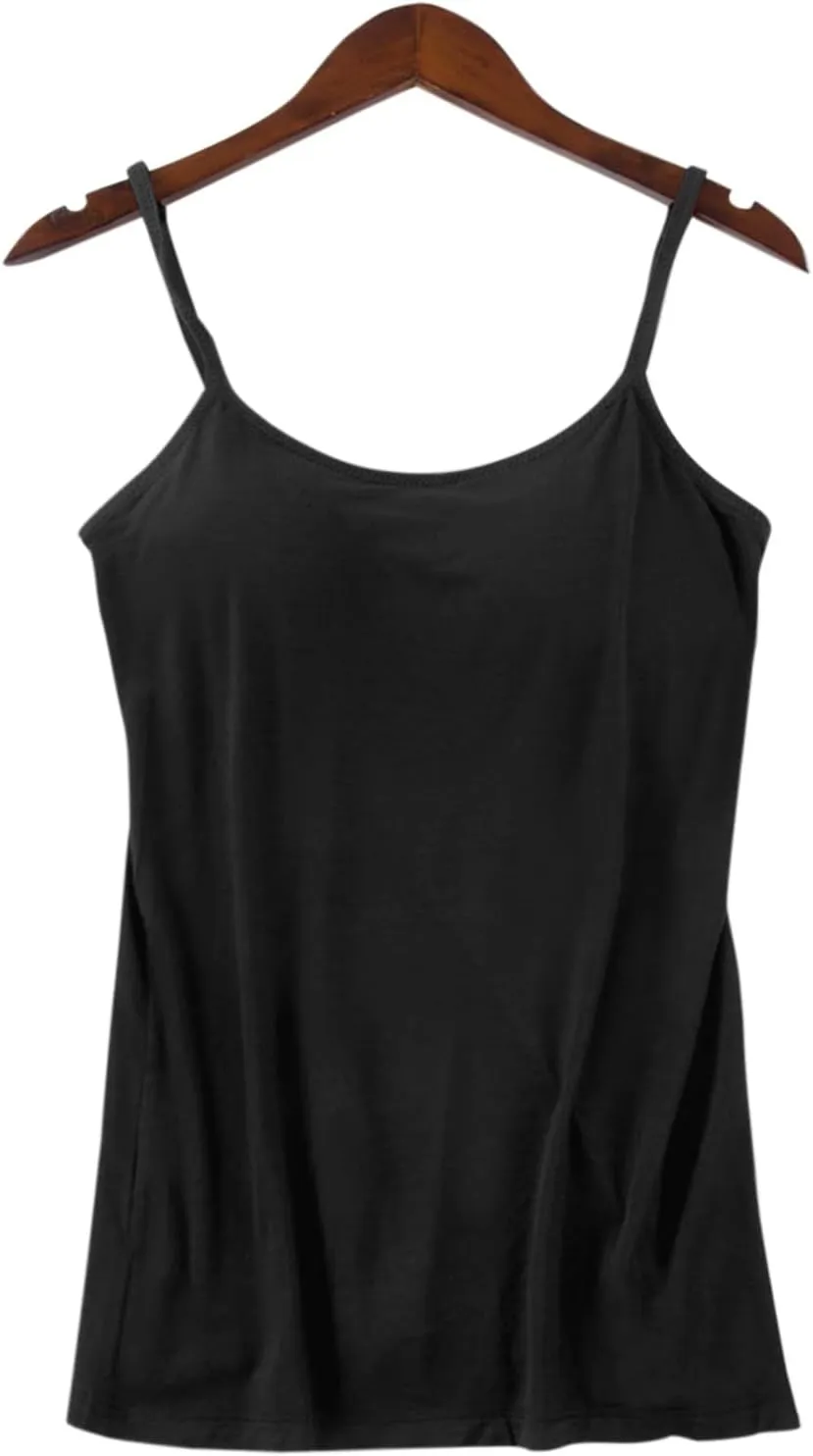 Built in Bra Tank Tops for Women Tank Tops with Built in Bras Camisole Tops for Women Cotton Pads Adjustable Straps