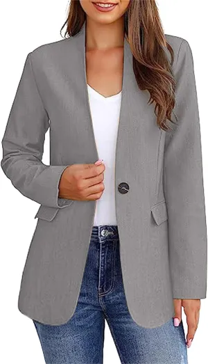 Business Casual Blazer for Women Suit Jackets Dressy Long Sleeve Open Front Work Office Blazer Lapel Button Jacket