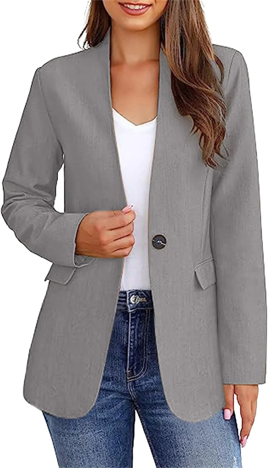 Business Casual Blazer for Women Suit Jackets Dressy Long Sleeve Open Front Work Office Blazer Lapel Button Jacket
