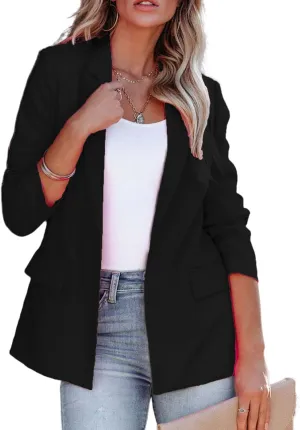 Business Casual Blazer for Women Suit Jackets Dressy Long Sleeve Open Front Work Office Blazer Lapel Button Jacket