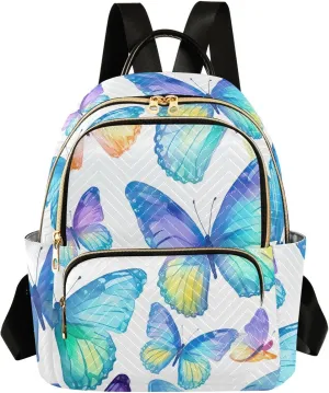 Butterfly Colorful Small Backpack Purse for Women Travel Diaper Bag Daypack Backpacks for Shopping Vacation