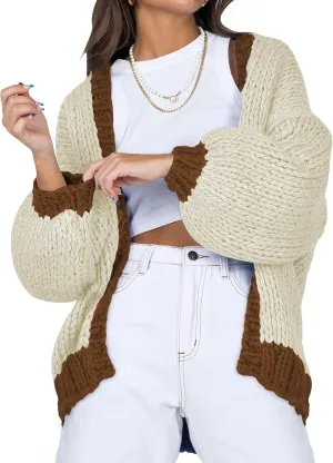 Cakulo Womens Chunky Cardigan Sweaters Trendy 2024 Oversized Winter Knit Sweater Coats Open Front Cardigans