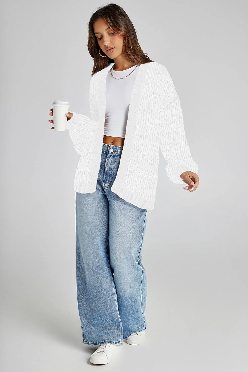 Cakulo Womens Chunky Cardigan Sweaters Trendy 2024 Oversized Winter Knit Sweater Coats Open Front Cardigans