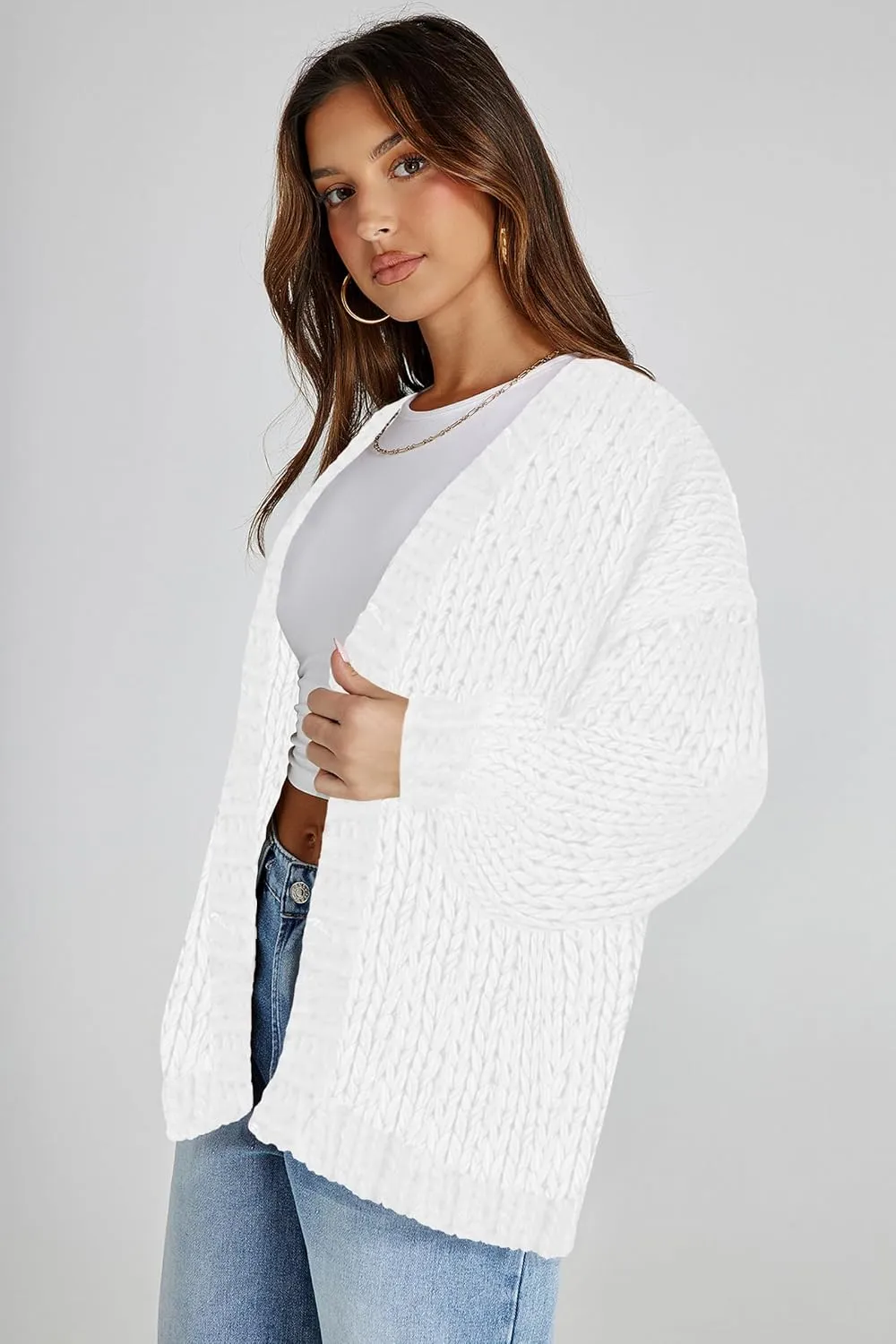 Cakulo Womens Chunky Cardigan Sweaters Trendy 2024 Oversized Winter Knit Sweater Coats Open Front Cardigans