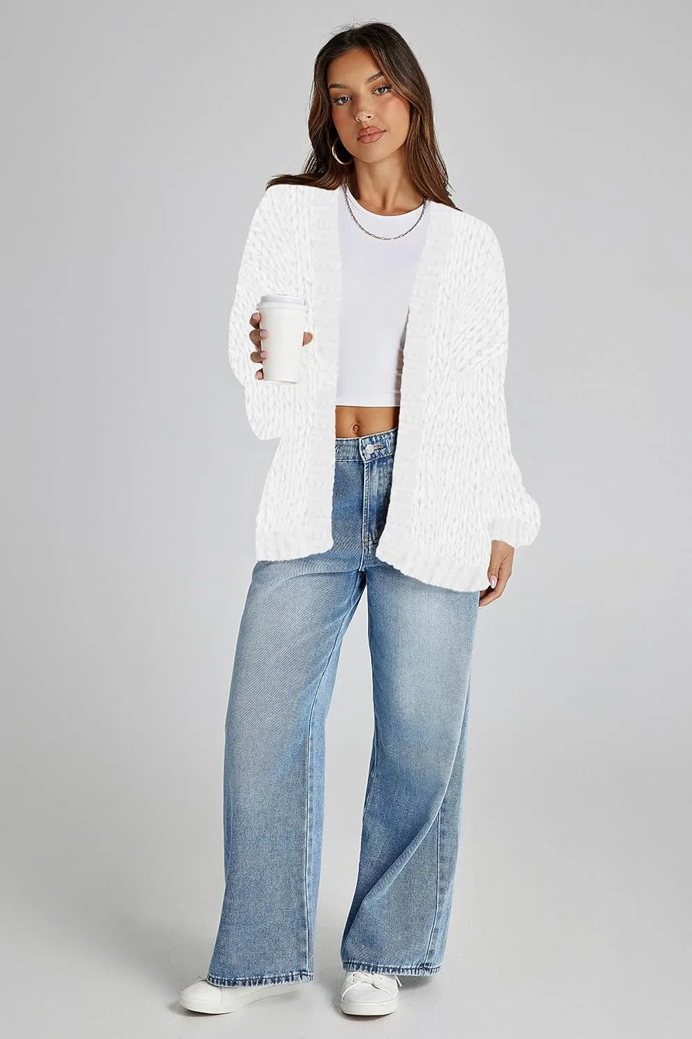 Cakulo Womens Chunky Cardigan Sweaters Trendy 2024 Oversized Winter Knit Sweater Coats Open Front Cardigans