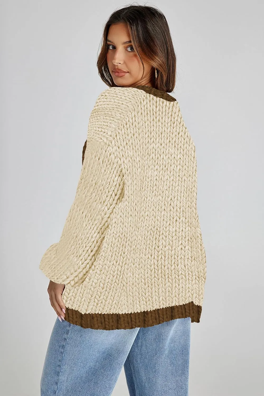 Cakulo Womens Chunky Cardigan Sweaters Trendy 2024 Oversized Winter Knit Sweater Coats Open Front Cardigans