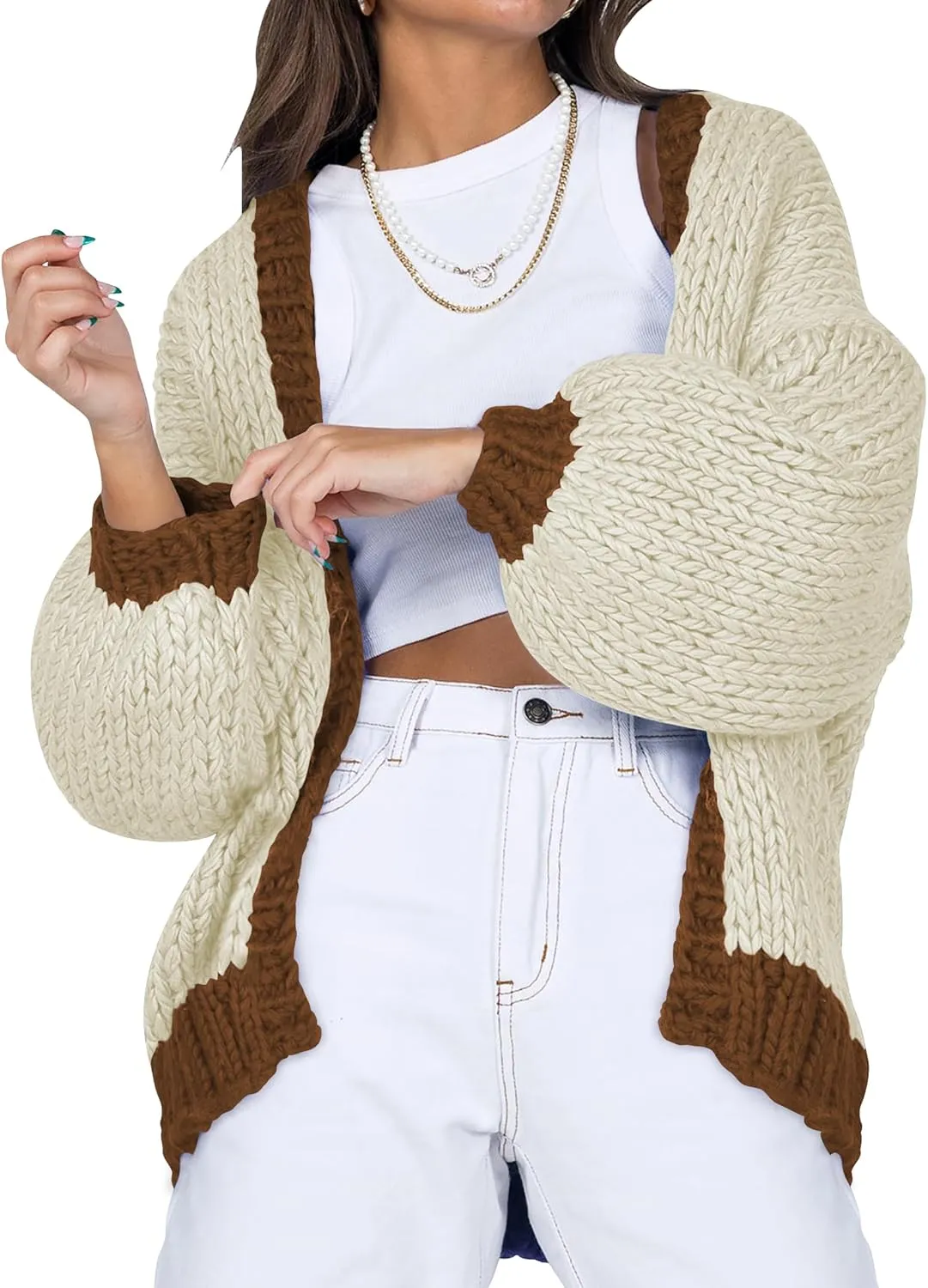 Cakulo Womens Chunky Cardigan Sweaters Trendy 2024 Oversized Winter Knit Sweater Coats Open Front Cardigans