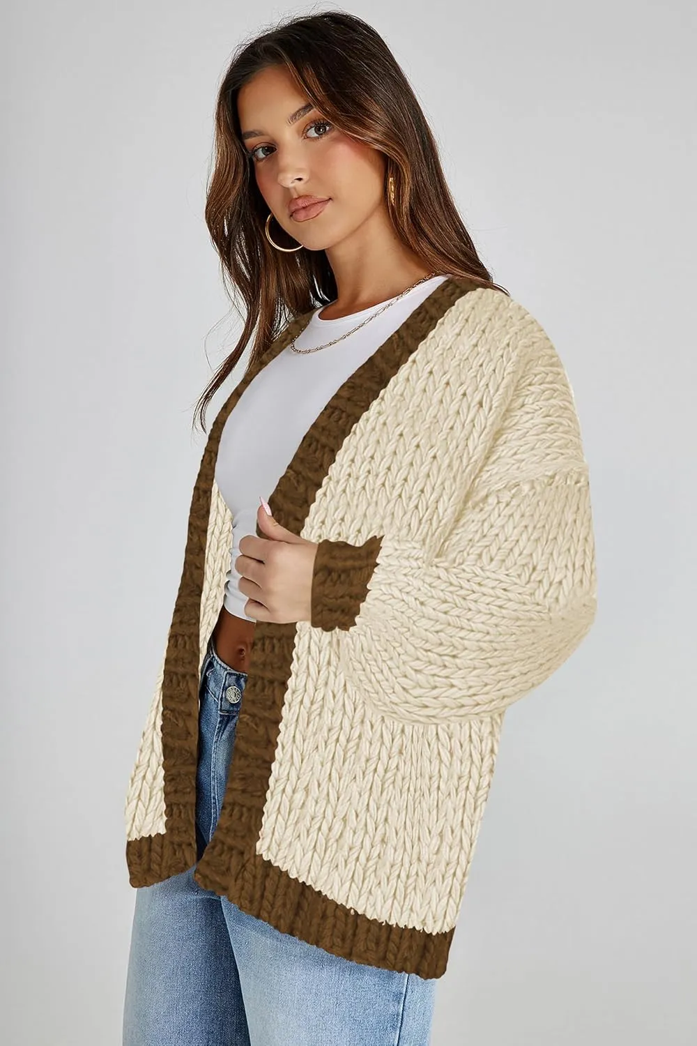 Cakulo Womens Chunky Cardigan Sweaters Trendy 2024 Oversized Winter Knit Sweater Coats Open Front Cardigans