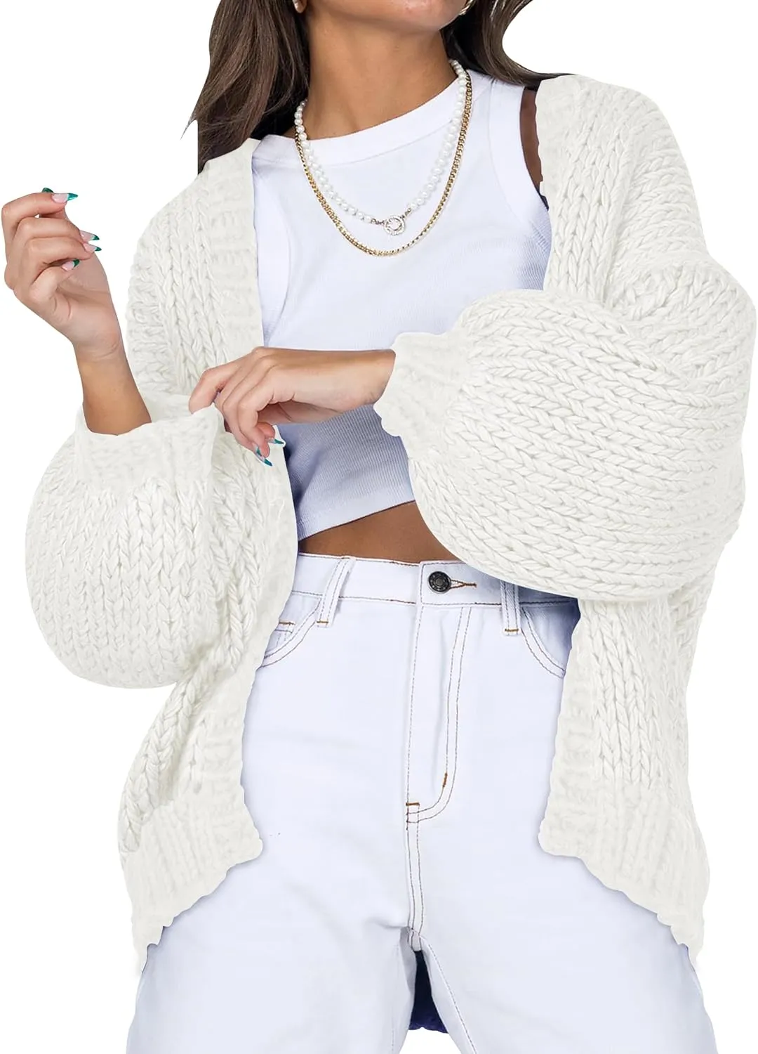 Cakulo Womens Chunky Cardigan Sweaters Trendy 2024 Oversized Winter Knit Sweater Coats Open Front Cardigans