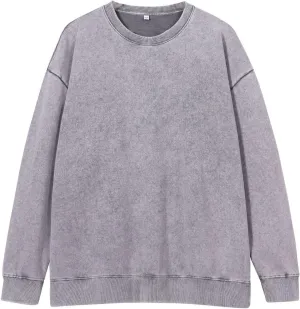 Cambkatl Vintage Heavyweight Sweatshirt for Men Stylish Distressed Crewneck Casual Long Sleeve Pullover Loose Outwear Tops