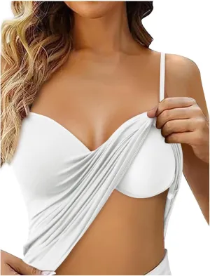 Camisole Tops for Women Built in Bra Adjustable Spaghetti Strap Shelf Bra Tank Tops Wireless Yoga Workout Padded Cami