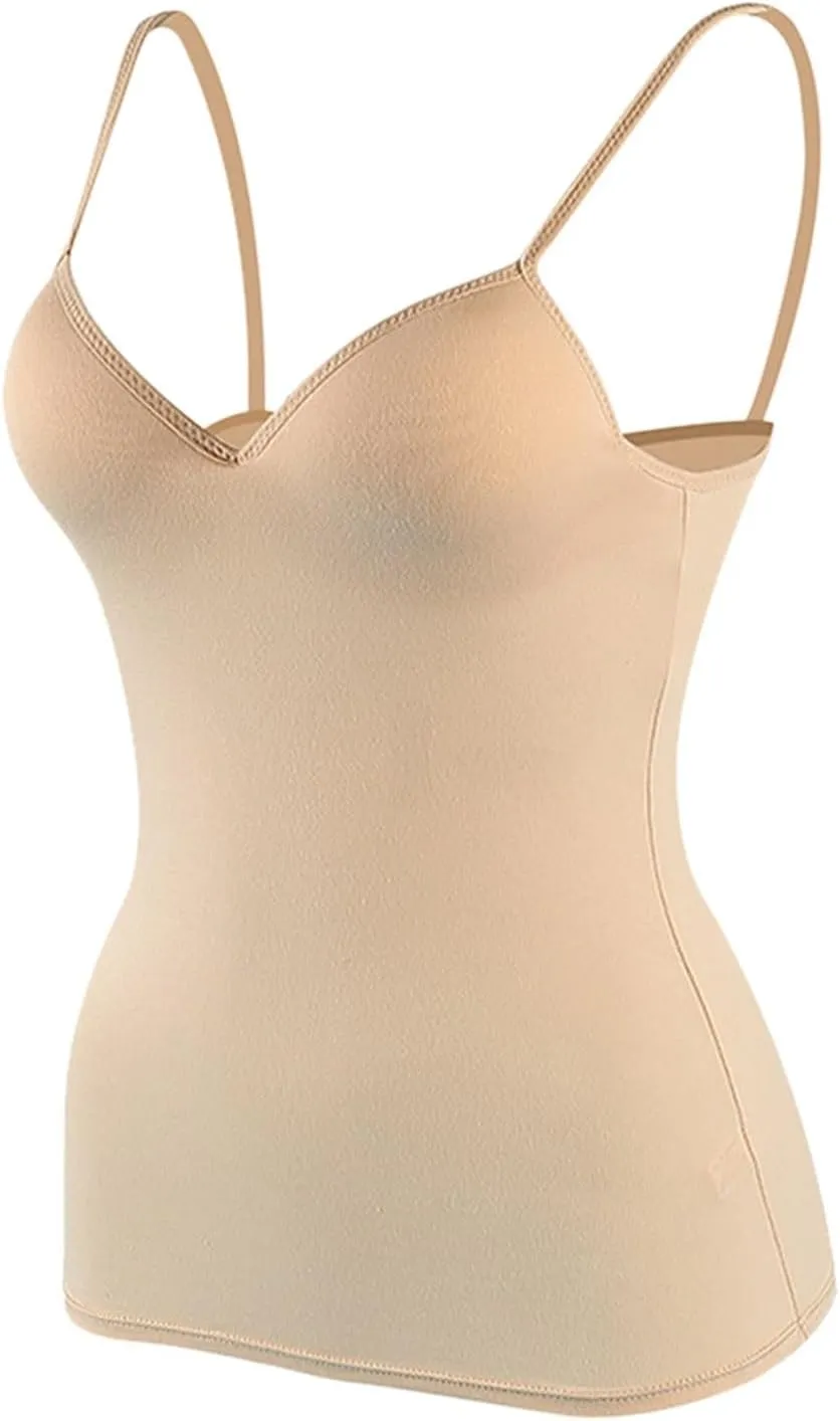 Camisole Tops for Women Built in Bra Adjustable Spaghetti Strap Shelf Bra Tank Tops Wireless Yoga Workout Padded Cami