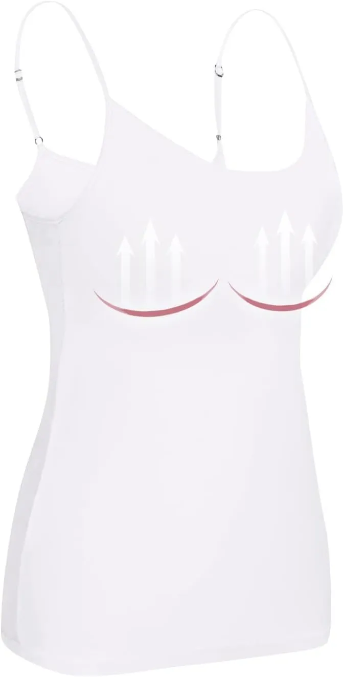 Camisole Tops for Women Built in Bra Adjustable Spaghetti Strap Workout Yoga Shirts Basic Tank Tops Layer Padded Bra