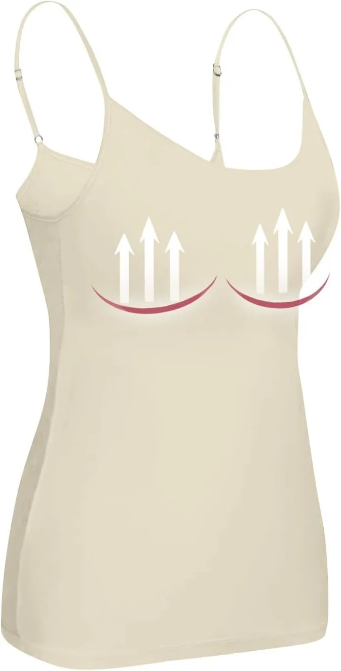 Camisole Tops for Women Built in Bra Adjustable Spaghetti Strap Workout Yoga Shirts Basic Tank Tops Layer Padded Bra