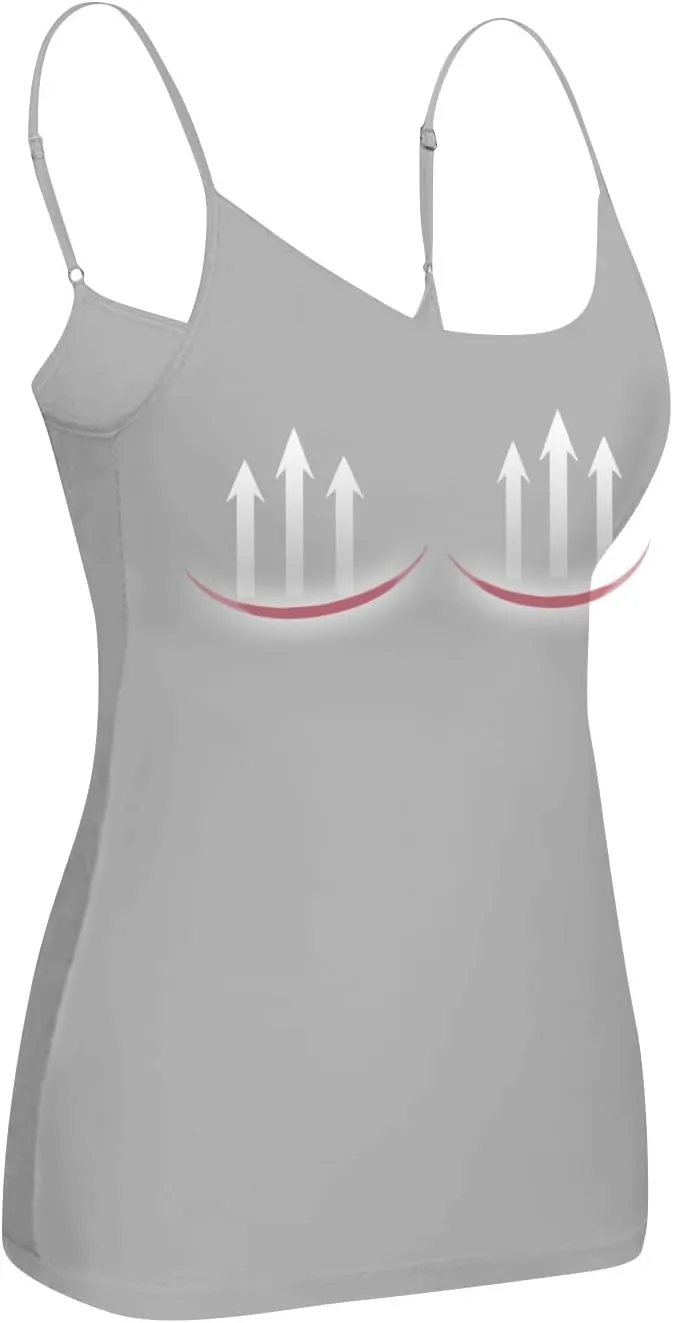 Camisole Tops for Women Built in Bra Adjustable Spaghetti Strap Workout Yoga Shirts Basic Tank Tops Layer Padded Bra